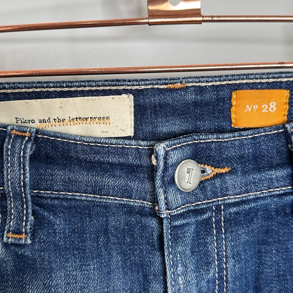 Anthropologie Blue Distressed Rolled-Hem Jean Shorts - Picture 7 of 14